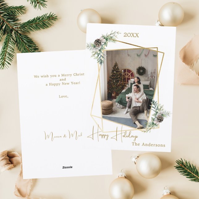 Christmas photo geometric gold modern holiday card (Creator Uploaded)
