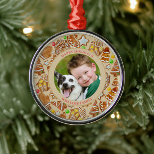 Christmas Photo Gingerbread Metal Ornament