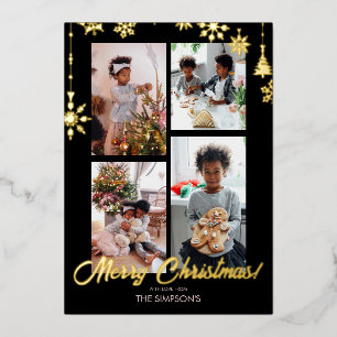 Christmas Photo Greeting Card Foil Lettering