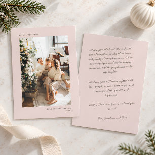 Christmas Photo Handwritten Script Letter Pink Holiday Card