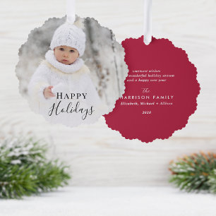 Christmas Photo Happy Holidays Ornament Card