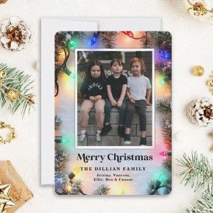 Christmas photo holiday card Modern Festive lights