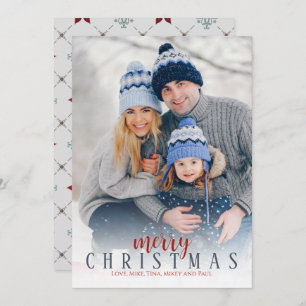 Christmas Photo Holiday Red Blue Elegant Pattern
