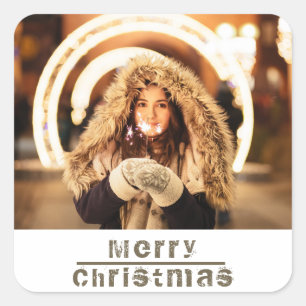 Christmas Photo Holiday Square Sticker