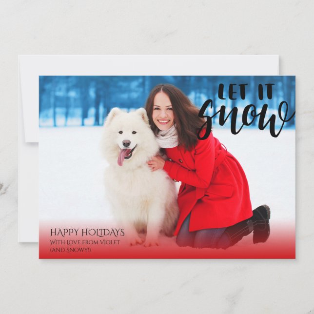 Christmas Photo Let it Snow Brush Script Holiday Card (Front)