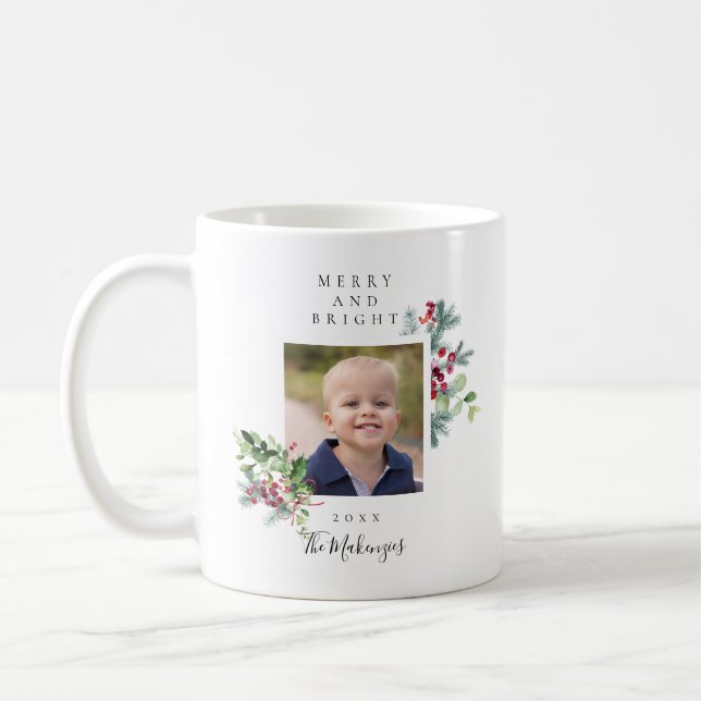 Christmas Photo Merry and Bright Holiday Coffee Mug (Left)
