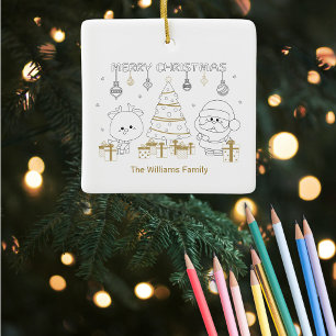 Christmas Photo Name Colouring Unique Cute Custom Ceramic Ornament