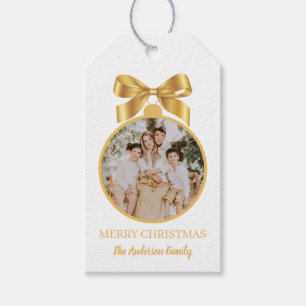 Christmas Photo Ornament Gold Gift Tags