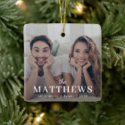 Christmas Photo Ornament | Modern Couple Name