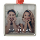 Christmas Photo Ornament | Modern Couple Name