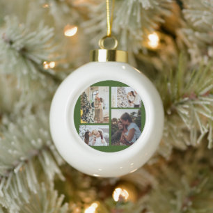 Christmas Photo Ornament, Photo Collage Christmas Ceramic Ball Christmas Ornament