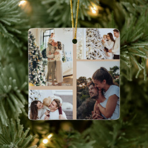 Christmas Photo Ornament, Photo Collage Christmas Ceramic Ornament