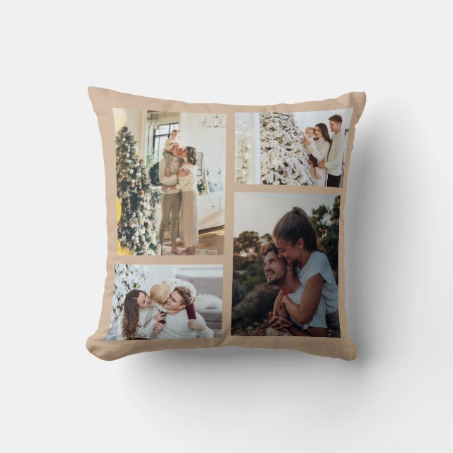 Christmas Photo Ornament, Photo Collage Christmas  Throw Pillow (Front)