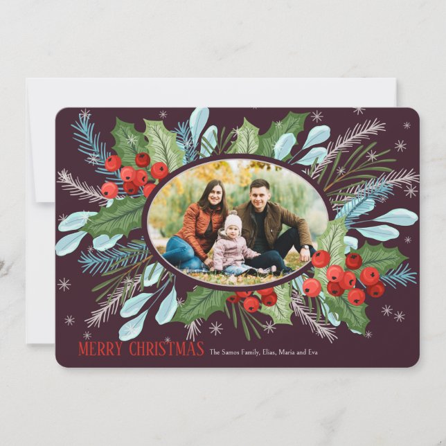 Christmas Photo Oval Greeting Card (Front)