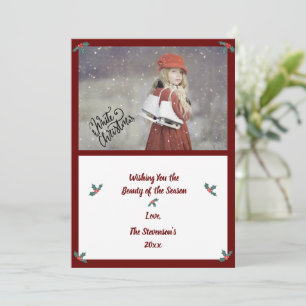 Christmas Photo Personalize Script Merry Modern Ho Holiday Card