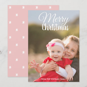 Christmas Photo Pink Pattern Back Card