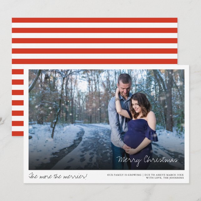 Christmas Photo Pregnancy Announcement Card (Front/Back)