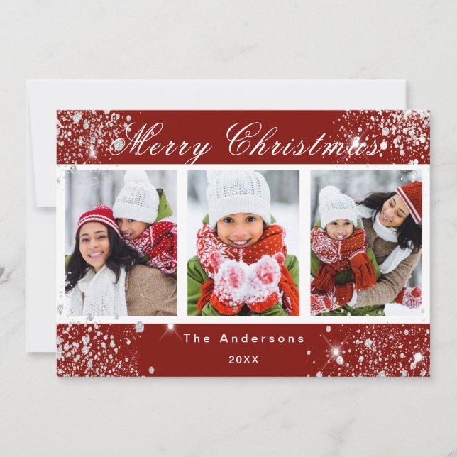 Christmas photo red white glitter sparkle (Front)