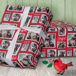 Christmas Photo Red Wrapping Paper<br><div class="desc">Make your own personalized wrapping paper with 5 of your best family photos. This red,  white and black gift wrap has a few simple snowflakes and the word joyful added to compliment the design.</div>