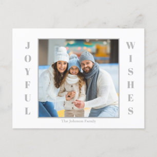 Christmas Photo Silver Joyful Wishes Holiday Postcard