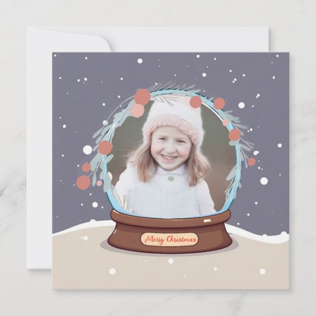 Christmas Photo Snow Globe  Holiday Card (Front)
