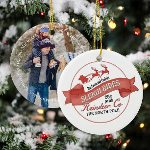 Christmas Photo Vintage Sleight Rides Custom Ceramic Ornament