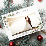 Christmas Photo Watercolor Berries, Pine Boughs Holiday Card<br><div class="desc">Celebrate the season with this beautiful holiday card featuring your photo framed by lovely hand painted botanical swags. Add your custom greeting like Merry Christmas, Happy Holidays, Happy New Year, etc. and your custom note on the backside. Festive and Beautiful yet simple and rustic - the perfect card for newly...</div>