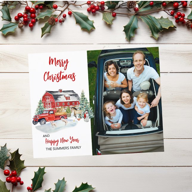 Christmas Photo Watercolor Rustic Barn Farm Budget (Creator Uploaded)