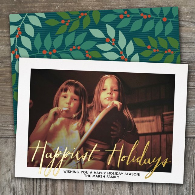Christmas Photo - with Script Happiest Holidays Foil Holiday Card (Creator Uploaded)