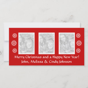 Christmas photocard template for three photos