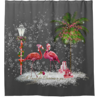 Christmas Phrase With Flamingos Couple