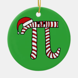 Christmas Pi Cartoon Math Geek Ceramic Ornament