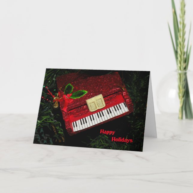 Christmas Piano Card, Happy Holidays Holiday Card (Front)