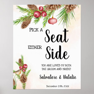 Christmas Pick a Seat Either Side Wedding Poster