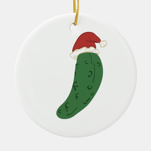 Christmas Pickle Ceramic Ornament (Front)