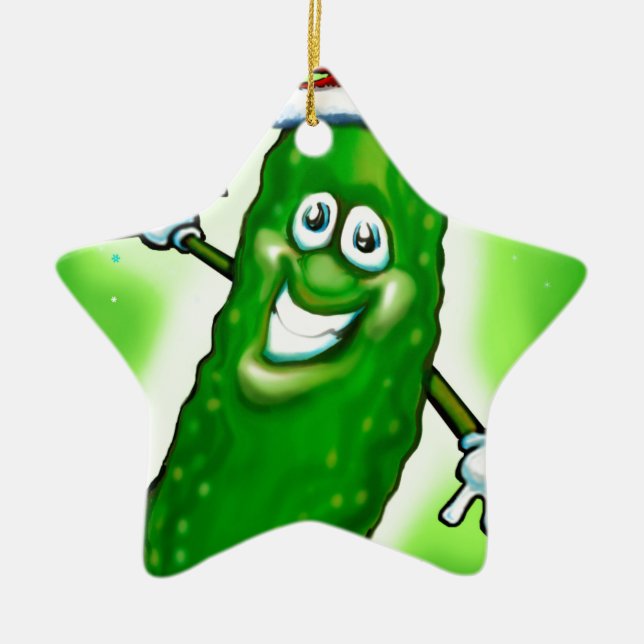 Christmas Pickle Ceramic Ornament (Front)