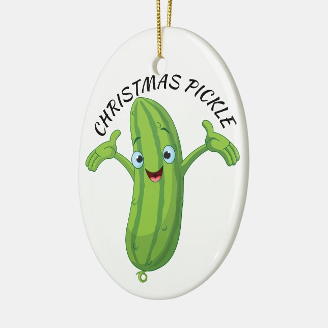Christmas Pickle Legend Ceramic Ornament (Left)