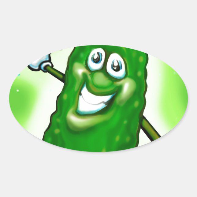 Christmas Pickle Oval Sticker (Front)