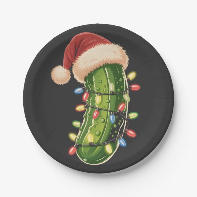 Christmas Pickle Pickle In Xmas Light Pickle  Paper Plate (Front)