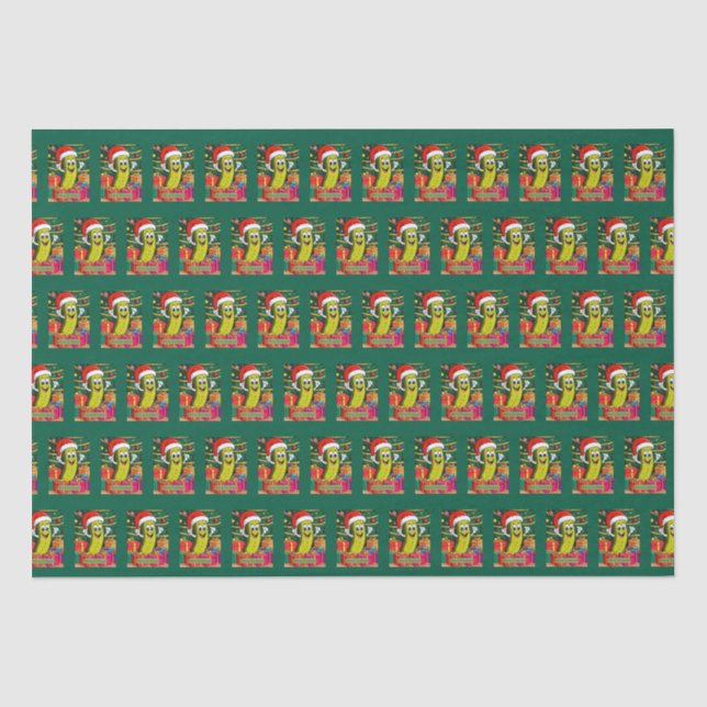 Christmas Pickle with Santa Hat Tissue Paper (Front)