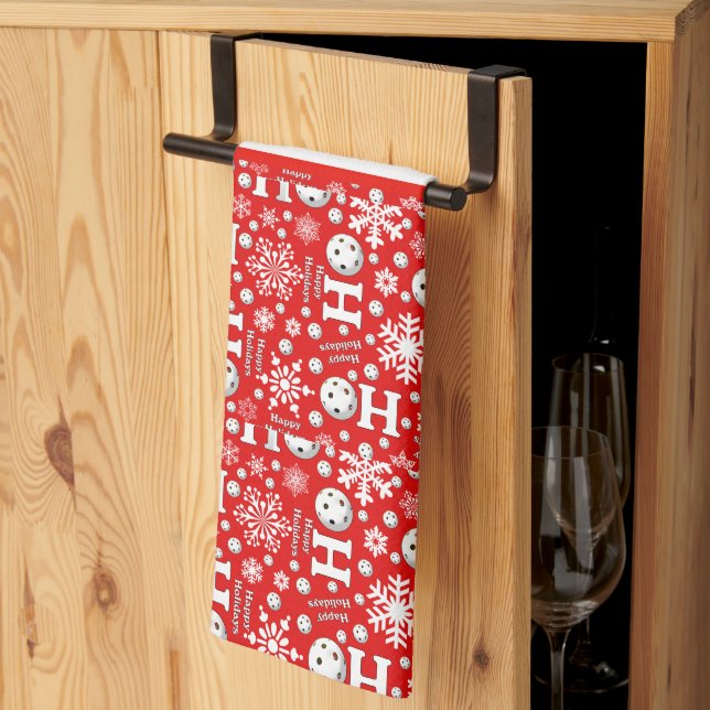 Christmas Pickleball Court Kitchen Oh What Fun  Towel (Thirds Fold)
