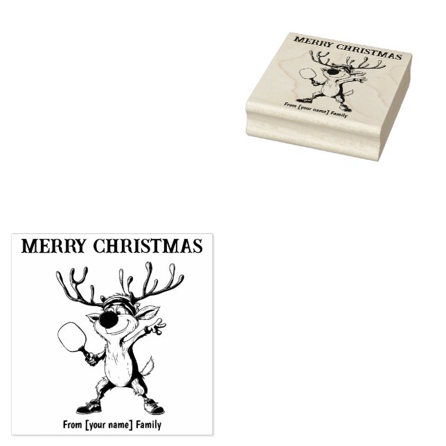 Christmas pickleball  Dasher’s Dink Delight Rubber Stamp (Stamped)
