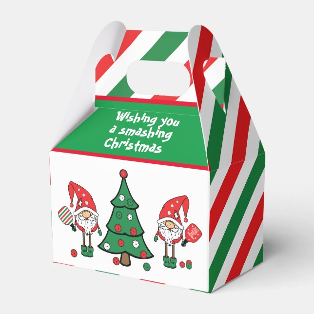 Christmas pickleball dwarfs, custom text  favor box (Front Side)