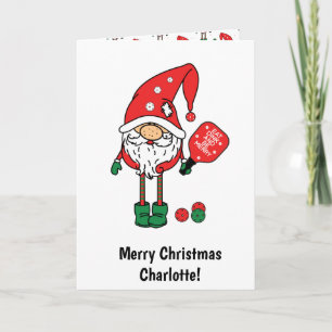 Christmas pickleball folded greeting card