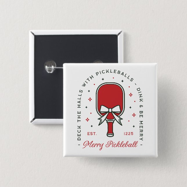 Christmas pickleball funny quotes party aesthetic 2 inch square button (Front & Back)
