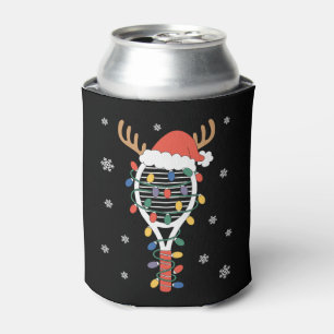 Christmas Pickleball Paddle Reindeer Antlers Xmas Can Cooler