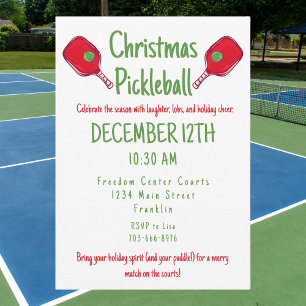 Christmas Pickleball Party Festive Holiday Invitation