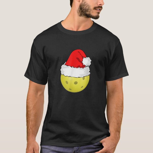 Christmas Pickleball Pickle Ball Santa Hat Funny S T-Shirt (Front)