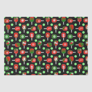 Christmas Pickleball Red Green Paddles Balls Black Tissue Paper