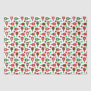 Christmas Pickleball Red Green Paddles Balls X-Mas Tissue Paper